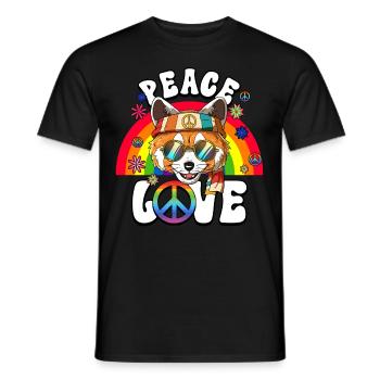 60s 70s Costume Peace Love Hippie - Men's T-Shirt - black - Front - AI Model Male 178 light (178cm)