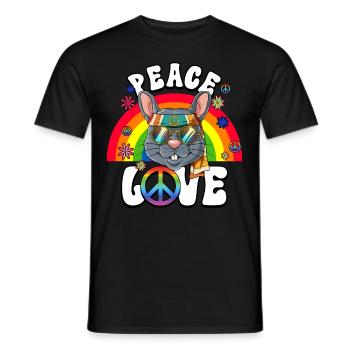 60er 70er Jahre Kostüm Peace Love Hippie - Männer T-Shirt - Schwarz - Vorne - AI Model Male 178 light (178cm)