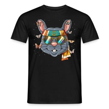 60er 70er Jahre Kostüm Groovy Hippie - Männer T-Shirt - Schwarz - Vorne - AI Model Male 178 light (178cm)