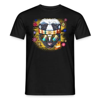 60s 70s Costume Groovy Hippie - Men's T-Shirt - black - Front - AI Model Male 178 light (178cm)