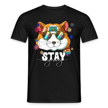 60er 70er Jahre Kostüm Stay Groovy Hippie - Männer T-Shirt - Schwarz - Vorne - AI Model Male 178 light (178cm)