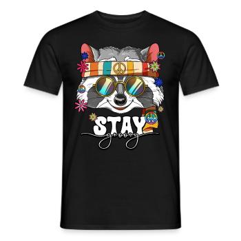 60er 70er Jahre Kostüm Stay Groovy Hippie - Männer T-Shirt - Schwarz - Vorne - AI Model Male 178 light (178cm)