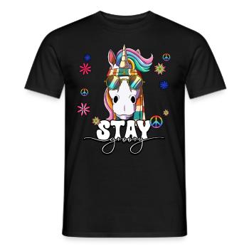 60s 70s Costume Stay Groovy Hippie - Men's T-Shirt - black - Front - AI Model Male 178 light (178cm)