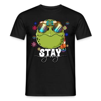 60s 70s Costume Stay Groovy Hippie - Men's T-Shirt - black - Front - AI Model Male 178 light (178cm)