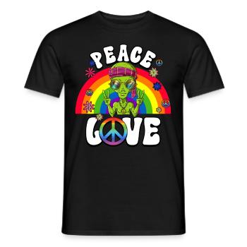 60s 70s Costume Peace Love Hippie - Men's T-Shirt - black - Front - AI Model Male 178 light (178cm)