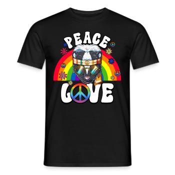 60s 70s Costume Peace Love Hippie - Men's T-Shirt - black - Front - AI Model Male 178 light (178cm)