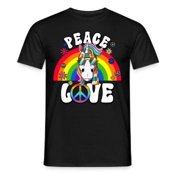 60s 70s Costume Peace Love Hippie - Men's T-Shirt - black - Front - AI Model Male 178 light (178cm)