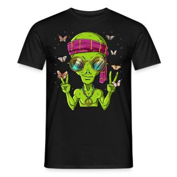 60s 70s Costume Groovy Hippie - T-shirt homme - noir - Devant - AI Model Male 178 light (178cm)