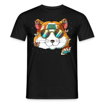 60er 70er Jahre Kostüm Groovy Hippie - Männer T-Shirt - Schwarz - Vorne - AI Model Male 178 light (178cm)