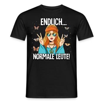 Endlich Normale Leute Hippie Goa Rave - Männer T-Shirt - Schwarz - Vorne - AI Model Male 178 light (178cm)