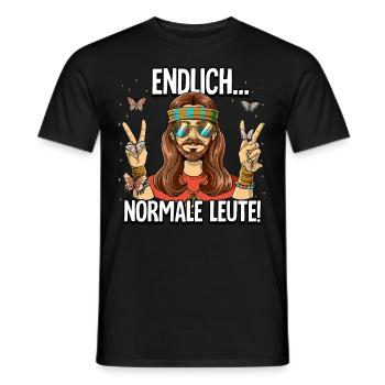 Endlich Normale Leute Hippie Goa Rave - Männer T-Shirt - Schwarz - Vorne - AI Model Male 178 light (178cm)
