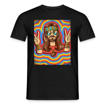 Hippie Man Psychedelic Trippy - Men's T-Shirt - black - Front - AI Model Male 178 light (178cm)