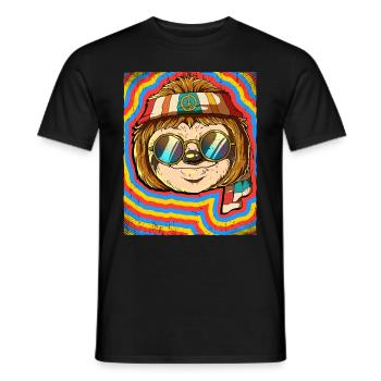 Hippie Sloth Psychedelic Trippy - Men's T-Shirt - black - Front - AI Model Male 178 light (178cm)