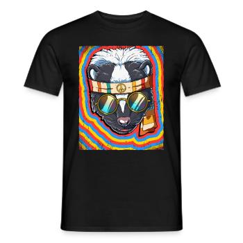 Hippie Skunk Psychedelic Trippy - Men's T-Shirt - black - Front - AI Model Male 178 light (178cm)