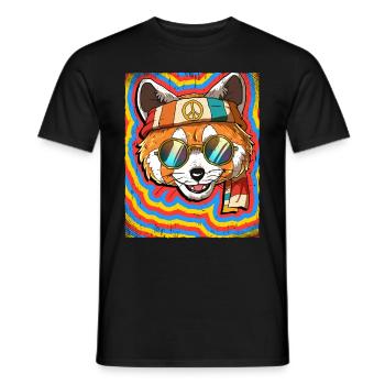 Hippie Red Panda Psychedelic Trippy - Men's T-Shirt - black - Front - AI Model Male 178 light (178cm)