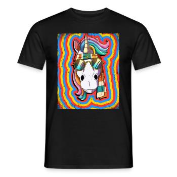 Hippie Unicorn Psychedelic Trippy - Men's T-Shirt - black - Front - AI Model Male 178 light (178cm)