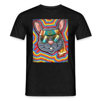 Hippie Rat Psychedelic Trippy - Men's T-Shirt - black - Front - AI Model Male 178 light (178cm)
