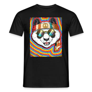 Hippie Panda Psychedelic Trippy - Men's T-Shirt - black - Front - AI Model Male 178 light (178cm)