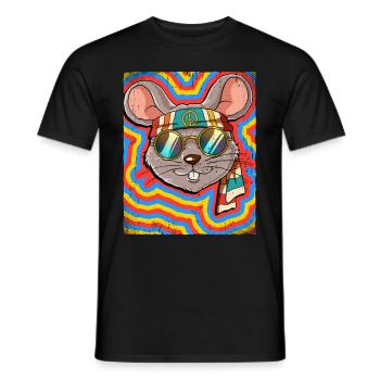 Hippie Mouse Psychedelic Trippy - Men's T-Shirt - black - Front - AI Model Male 178 light (178cm)