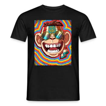 Hippie Monkey Psychedelic Trippy - Men's T-Shirt - black - Front - AI Model Male 178 light (178cm)