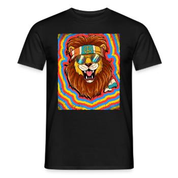 Hippie Leo Psychedelic Trippy - Men's T-Shirt - black - Front - AI Model Male 178 light (178cm)