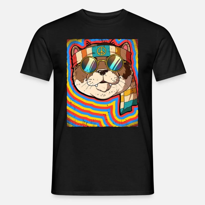 Hippie Otter Psychedelic Trippy - Men’s T-shirt - black