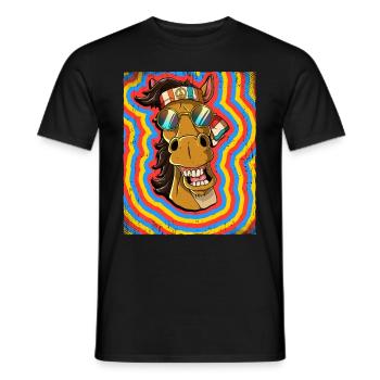 Hippie Horse Psychedelic Trippy - Men's T-Shirt - black - Front - AI Model Male 178 light (178cm)