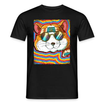 Hippie Hamster Psychedelic Trippy - Men's T-Shirt - black - Front - AI Model Male 178 light (178cm)