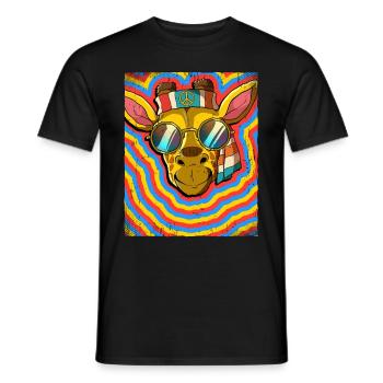Hippie Giraffe Psychedelic Trippy - Men's T-Shirt - black - Front - AI Model Male 178 light (178cm)