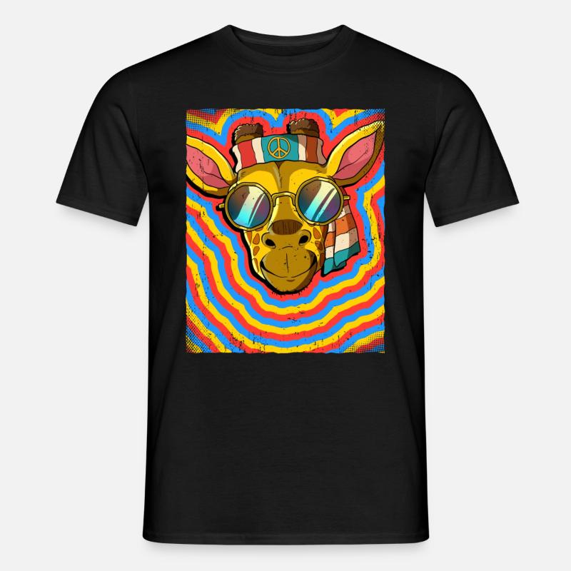 Hippie Giraffe Psychedelic Trippy - Men’s T-shirt - black