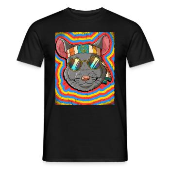 Hippie Chinchilla Psychedelic Trippy - Men's T-Shirt - black - Front - AI Model Male 178 light (178cm)