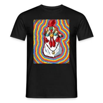 Hippie Chicken Psychedelic Trippy - Men's T-Shirt - black - Front - AI Model Male 178 light (178cm)
