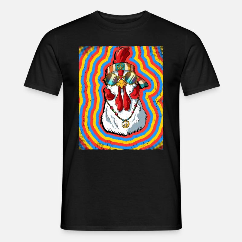 Hippie Huhn Psychedelisch Trippy - Männer T-Shirt - Schwarz