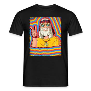 Hippie Old Man Psychedelic Trippy - Men's T-Shirt - black - Front - AI Model Male 178 light (178cm)