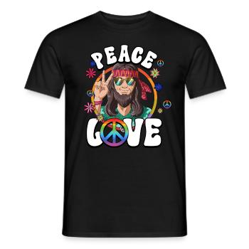 60s 70s Costume Peace Love Hippie - Men's T-Shirt - black - Front - AI Model Male 178 light (178cm)