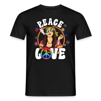 60s 70s Costume Peace Love Hippie - Men's T-Shirt - black - Front - AI Model Male 178 light (178cm)