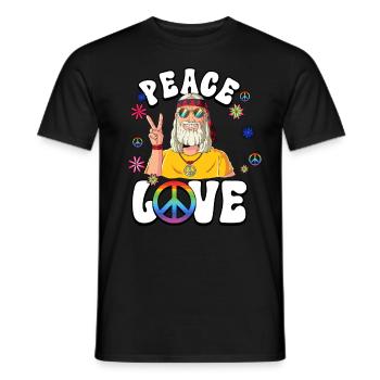 60s 70s Costume Peace Love Hippie - Men's T-Shirt - black - Front - AI Model Male 178 light (178cm)