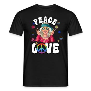 60s 70s Costume Peace Love Hippie - Men's T-Shirt - black - Front - AI Model Male 178 light (178cm)