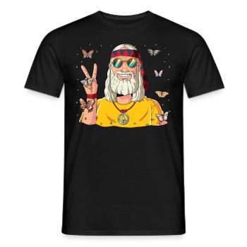 60s 70s Costume Groovy Hippie - T-shirt homme - noir - Devant - AI Model Male 178 light (178cm)