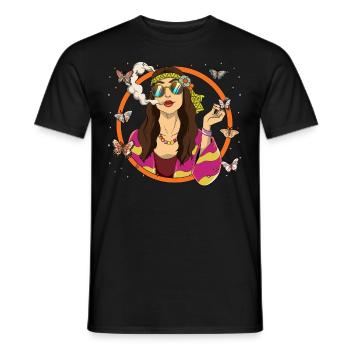 60s 70s Costume Groovy Hippie - T-shirt homme - noir - Devant - AI Model Male 178 light (178cm)