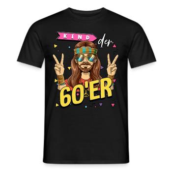 Kind der 60er Jahre Mann Kostüm - Männer T-Shirt - Schwarz - Vorne - AI Model Male 178 light (178cm)