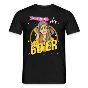 Kind der 60er Jahre Frau Kostüm - Männer T-Shirt - Schwarz - Vorne - AI Model Male 178 light (178cm)