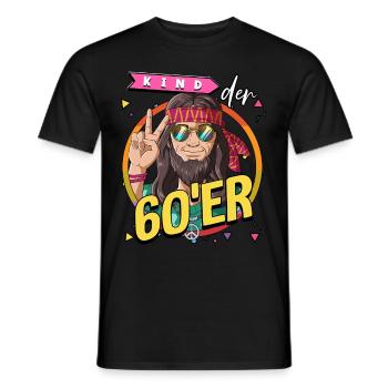 Kind der 60er Jahre Mann Kostüm - Männer T-Shirt - Schwarz - Vorne - AI Model Male 178 light (178cm)