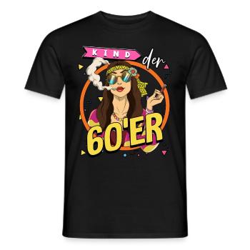 Kind der 60er Jahre Frau Kostüm - Männer T-Shirt - Schwarz - Vorne - AI Model Male 178 light (178cm)