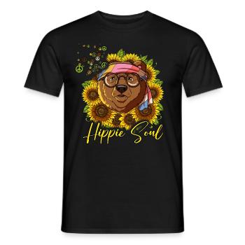 60s 70s Costume Hippie Soul - T-shirt homme - noir - Devant - AI Model Male 178 light (178cm)