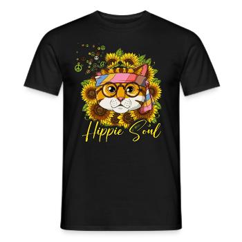 60s 70s Costume Hippie Soul - T-shirt homme - noir - Devant - AI Model Male 178 light (178cm)