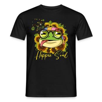 60s 70s Costume Hippie Soul - T-shirt homme - noir - Devant - AI Model Male 178 light (178cm)