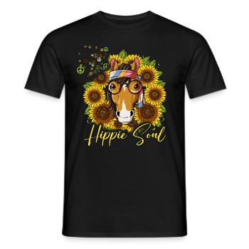 60s 70s Costume Hippie Soul - T-shirt homme - noir - Devant - AI Model Male 178 light (178cm)