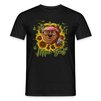60s 70s Costume Hippie Soul - T-shirt homme - noir - Devant - AI Model Male 178 light (178cm)