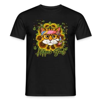 60s 70s Costume Hippie Soul - T-shirt homme - noir - Devant - AI Model Male 178 light (178cm)